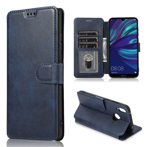 

For Huawei Y7 2019 Calf Texture Magnetic Buckle Horizontal Flip Leather Case with Holder & Card Slots & Wallet & Photo Frame(Blue)