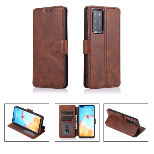 

For Huawei P40 Calf Texture Magnetic Buckle Horizontal Flip Leather Case with Holder & Card Slots & Wallet & Photo Frame(Coffee)