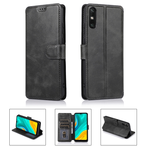 

For Huawei Enjoy 10e Calf Texture Magnetic Buckle Horizontal Flip Leather Case with Holder & Card Slots & Wallet & Photo Frame(Black)