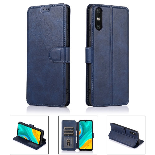 

For Huawei Enjoy 10e Calf Texture Magnetic Buckle Horizontal Flip Leather Case with Holder & Card Slots & Wallet & Photo Frame(Blue)
