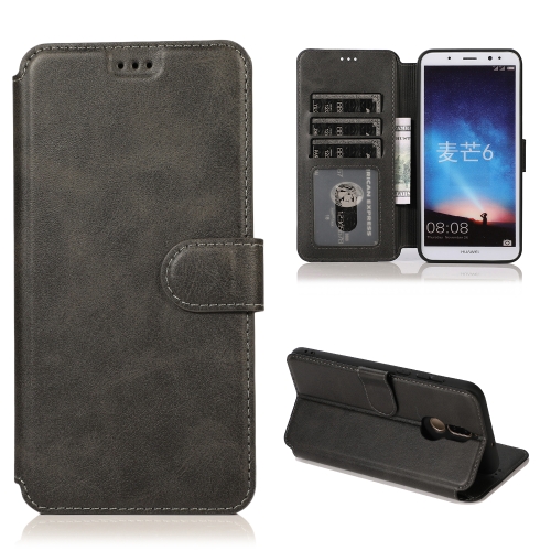 

For Huawei Mate 10 Lite / Maimang 6 Calf Texture Magnetic Buckle Horizontal Flip Leather Case with Holder & Card Slots & Wallet & Photo Frame(Black)