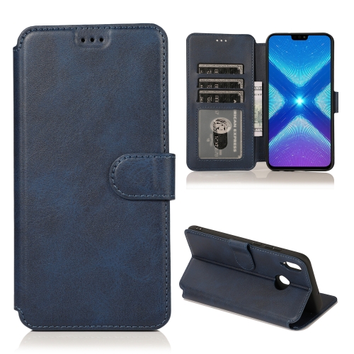 

For Huawei Honor 8X Calf Texture Magnetic Buckle Horizontal Flip Leather Case with Holder & Card Slots & Wallet & Photo Frame(Blue)