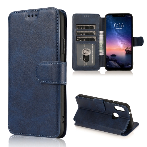 

For Xiaomi Redmi 6 Pro Calf Texture Magnetic Buckle Horizontal Flip Leather Case with Holder & Card Slots & Wallet & Photo Frame(Blue)