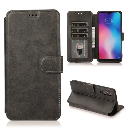 

For Xiaomi Mi 9 Calf Texture Magnetic Buckle Horizontal Flip Leather Case with Holder & Card Slots & Wallet & Photo Frame(Black)