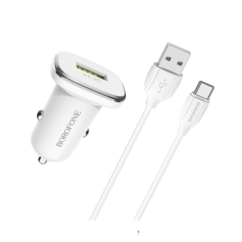 

Borofone BZ12A 3A Hengrui Lasting Power Single Port QC3.0 USB Car Charger with Type-C Data Cable, Length: 1m