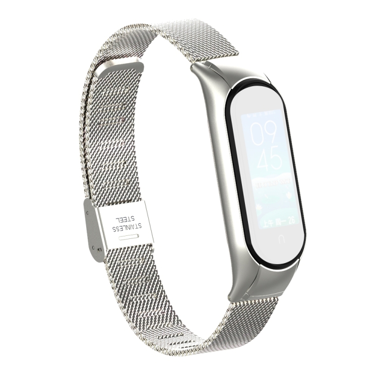 

For Xiaomi Mi Band 5 Stainless Steel Mesh Solid Color Strap(Silver)