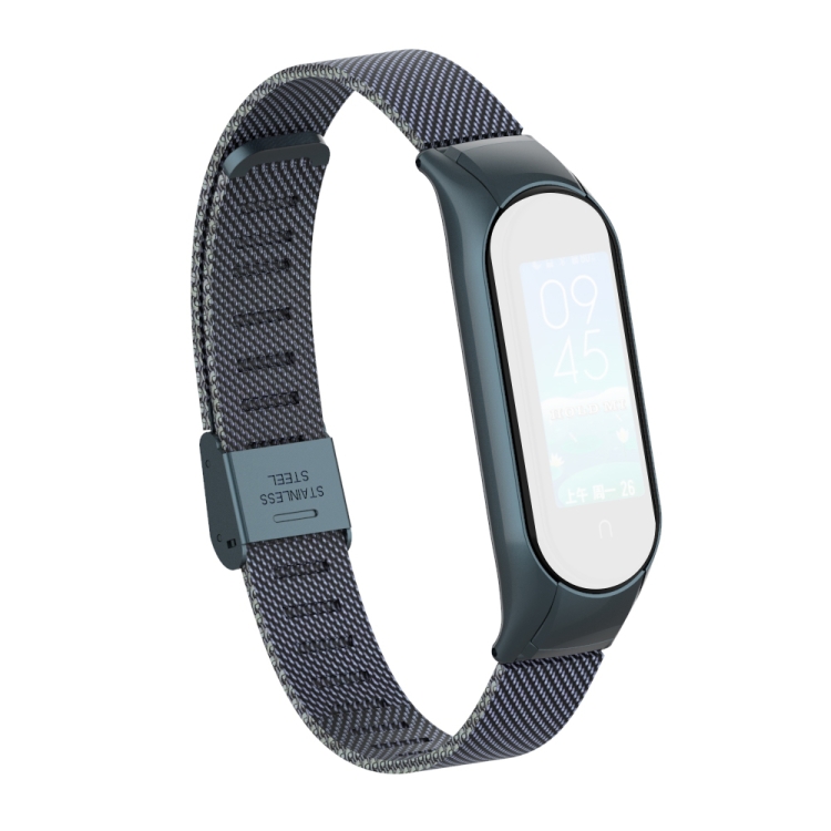 

For Xiaomi Mi Band 5 Stainless Steel Mesh Solid Color Strap(Titanium Grey)