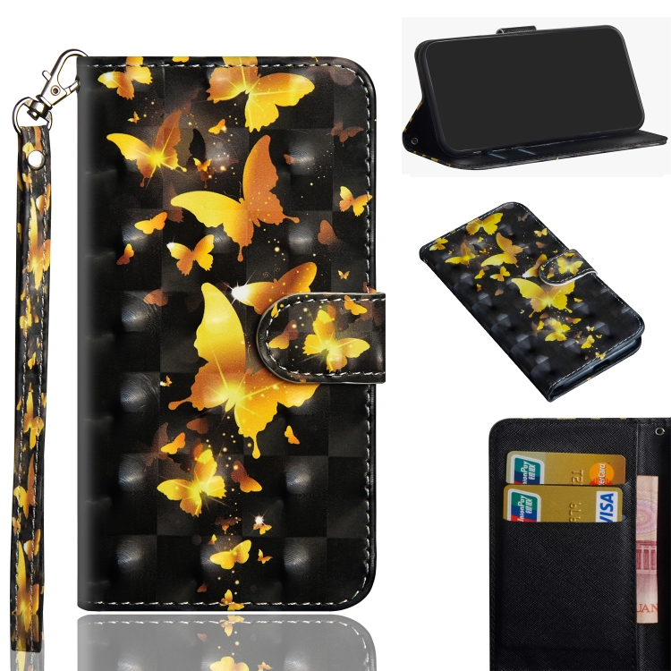 

For Motorola G8 Colored Drawing Horizontal Flip PU Leather Case with Holder & Card Slots & Wallet(Golden Butterfly)