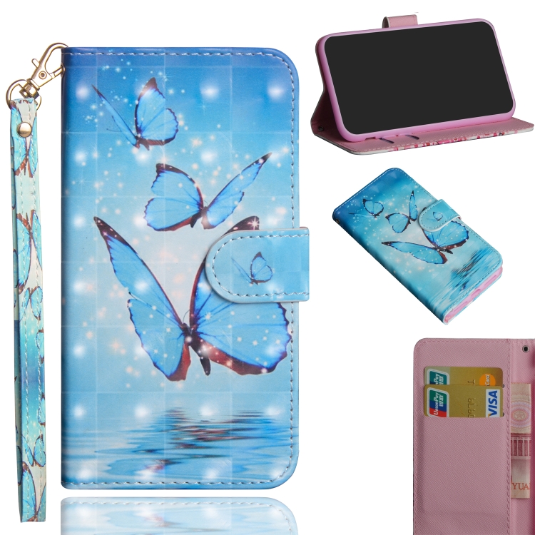 

For LG K40S 3D Painting Pattern Horizontal Flip TPU + PU Leather Case with Holder & Card Slots & Wallet & Lanyard(Three Butterfly)