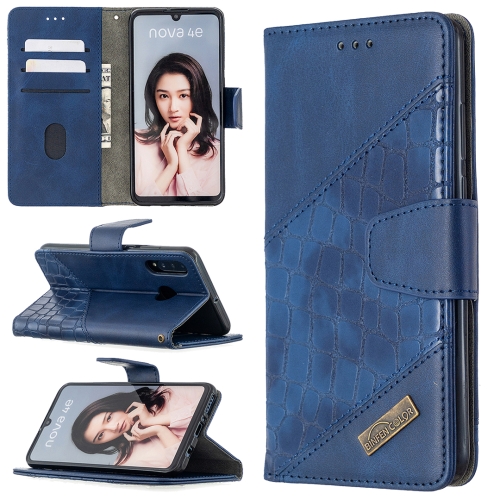 

For Huawei P30 Lite Matching Color Crocodile Texture Horizontal Flip PU Leather Case with Holder & Card Slots & Wallet(Blue)