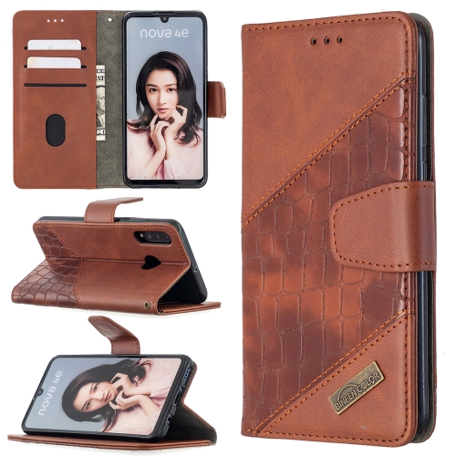 

For Huawei P30 Lite Matching Color Crocodile Texture Horizontal Flip PU Leather Case with Holder & Card Slots & Wallet(Brown)