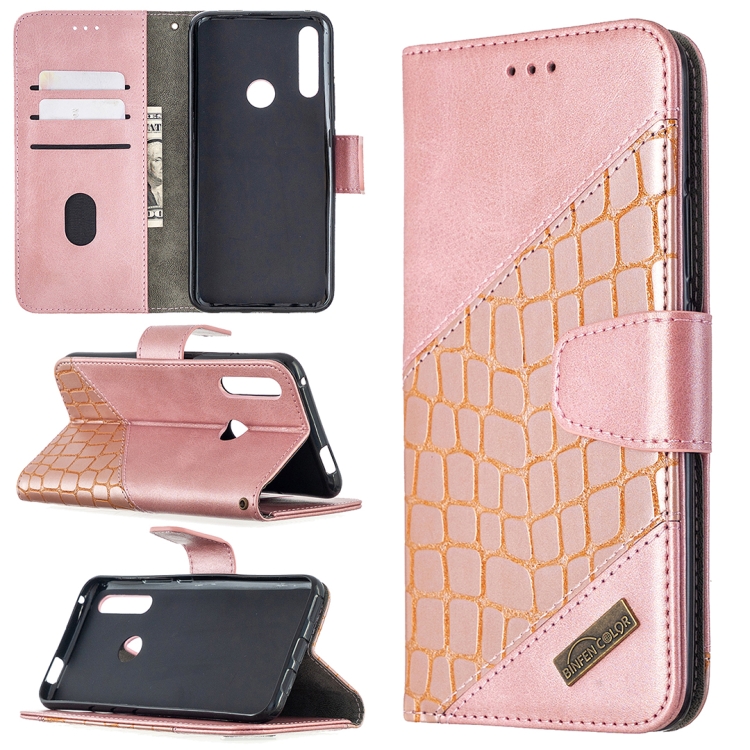 

For Huawei P Smart Z Matching Color Crocodile Texture Horizontal Flip PU Leather Case with Holder & Card Slots & Wallet(Rose Gold)