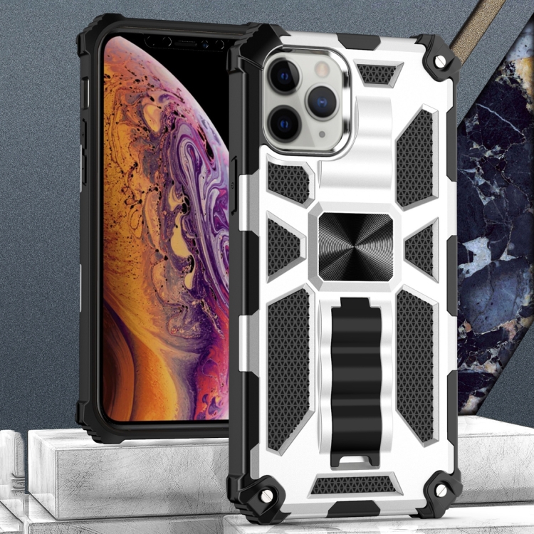 

For iPhone 12 Pro Max 6.7 inch Armor Shockproof TPU + PC Magnetic Protective Case with Holder(Silver)