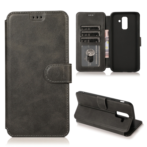 

For Samsung Galaxy A6 Plus / A9 Star Lite Calf Texture Magnetic Buckle Horizontal Flip Leather Case with Holder & Card Slots & Wallet & Photo Frame(Black)