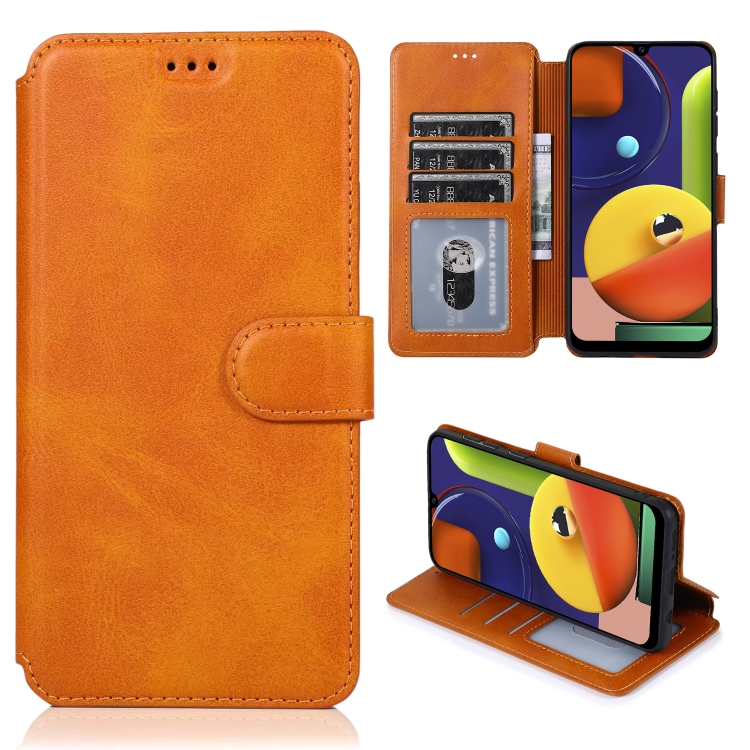 

For Samsung Galaxy A50s Calf Texture Magnetic Buckle Horizontal Flip Leather Case with Holder & Card Slots & Wallet & Photo Frame(Khaki)