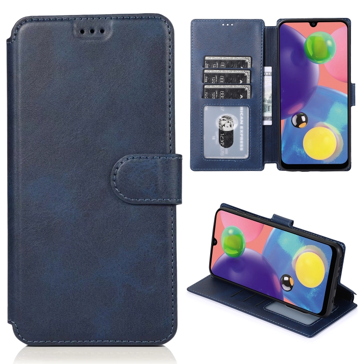 

For Samsung Galaxy A70s Calf Texture Magnetic Buckle Horizontal Flip Leather Case with Holder & Card Slots & Wallet & Photo Frame(Blue)