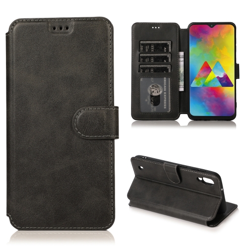 

For Samsung Galaxy M10 Calf Texture Magnetic Buckle Horizontal Flip Leather Case with Holder & Card Slots & Wallet & Photo Frame(Black)