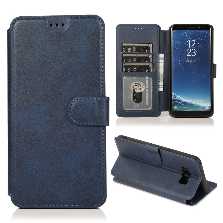 

For Samsung Galaxy S8 Calf Texture Magnetic Buckle Horizontal Flip Leather Case with Holder & Card Slots & Wallet & Photo Frame(Blue)
