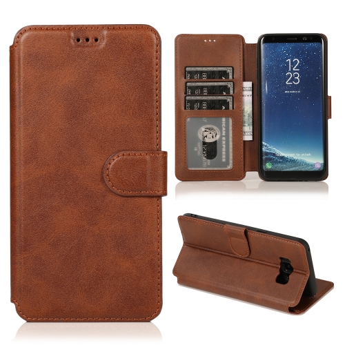 

For Samsung Galaxy S8 Calf Texture Magnetic Buckle Horizontal Flip Leather Case with Holder & Card Slots & Wallet & Photo Frame(Coffee)