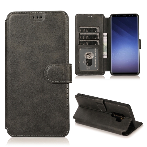 

For Samsung Galaxy S9 Plus Calf Texture Magnetic Buckle Horizontal Flip Leather Case with Holder & Card Slots & Wallet & Photo Frame(Black)