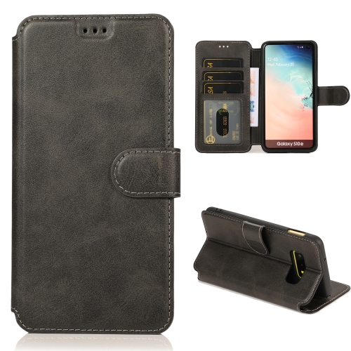

For Samsung Galaxy S10e Calf Texture Magnetic Buckle Horizontal Flip Leather Case with Holder & Card Slots & Wallet & Photo Frame(Black)