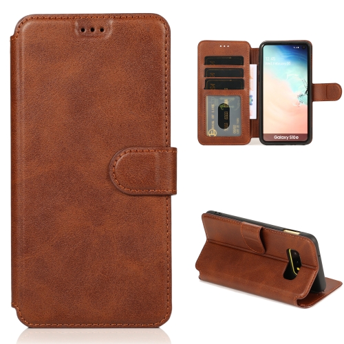 

For Samsung Galaxy S10e Calf Texture Magnetic Buckle Horizontal Flip Leather Case with Holder & Card Slots & Wallet & Photo Frame(Coffee)
