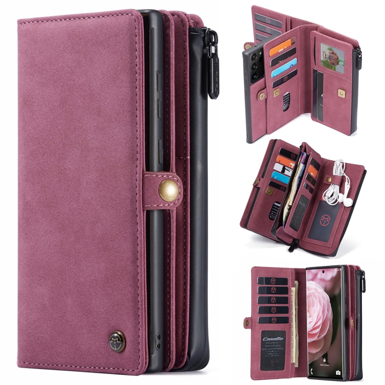 

For Samsung Galaxy Note 20 Ultra CaseMe 018 Detachable Multi-functional Horizontal Flip Leather Case with Card Slot & Holder & Zipper Wallet & Photo Frame(Red)