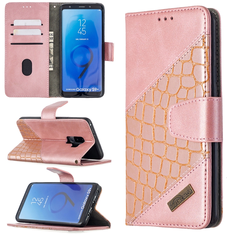 

For Samsung Galaxy S9 Plus Matching Color Crocodile Texture Horizontal Flip PU Leather Case with Wallet & Holder & Card Slots(Rose Gold)
