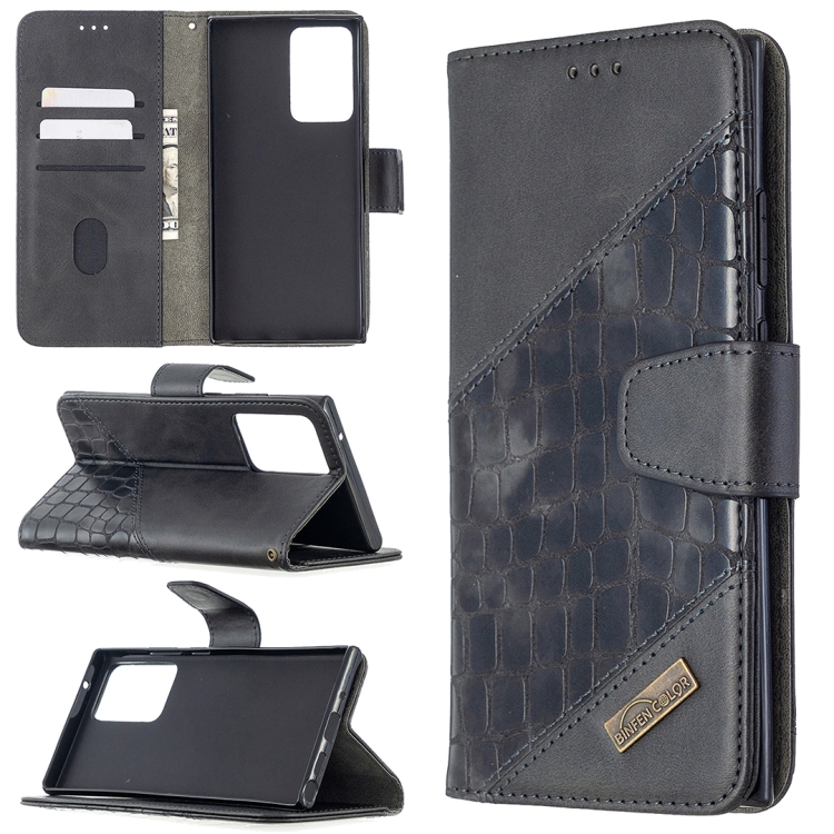 

For Samsung Galaxy Note20 Ultra Matching Color Crocodile Texture Horizontal Flip PU Leather Case with Wallet & Holder & Card Slots(Black)