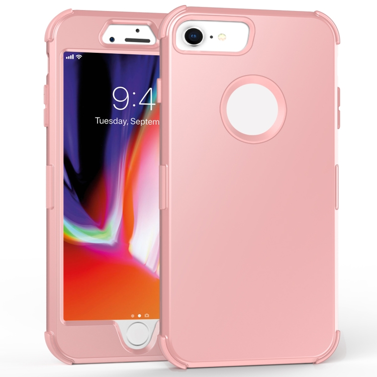 

For iPhone 6 / 6s 3 in 1 All-inclusive Shockproof Airbag Silicone + PC Case(Rose Gold)