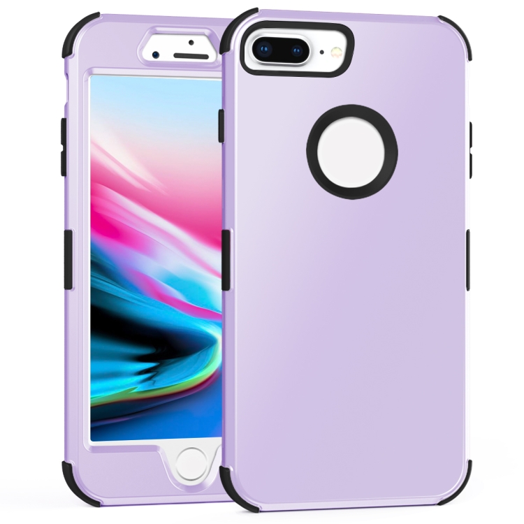 

For iPhone 7 / 8 Plus 3 in 1 All-inclusive Shockproof Airbag Silicone + PC Case(Purple)