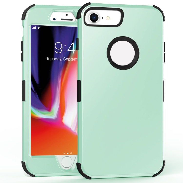 

For iPhone 7 / 8 3 in 1 All-inclusive Shockproof Airbag Silicone + PC Case(Green)