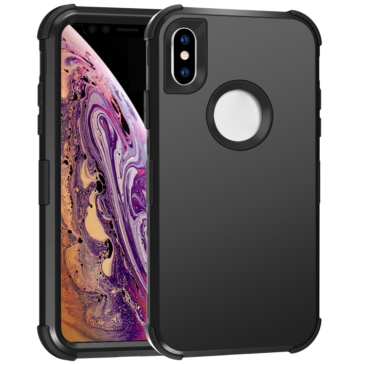 

For iPhone XS Max 3 in 1 All-inclusive Shockproof Airbag Silicone + PC Case(Black)