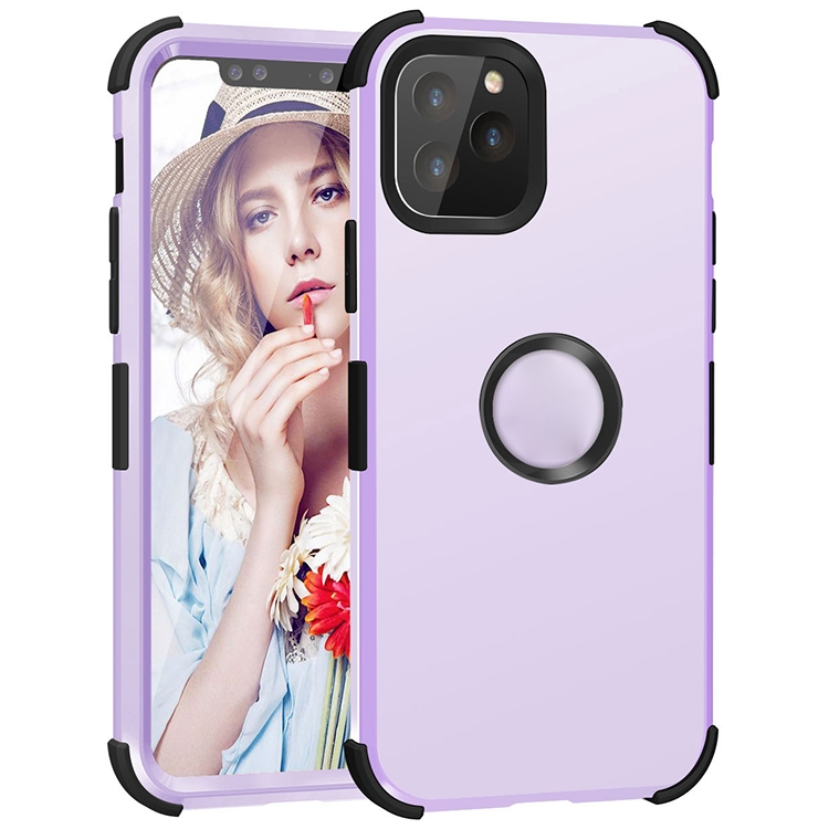

For iPhone 11 Pro Max 3 in 1 All-inclusive Shockproof Airbag Silicone + PC Case(Purple)