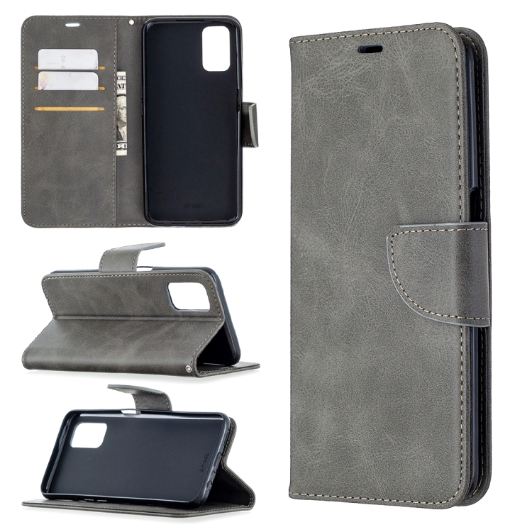 

For Oppo A72 / A52 / A92 Retro Lambskin Texture Pure Color Horizontal Flip PU Leather Case with Holder & Card Slots & Wallet & Lanyard(Grey)
