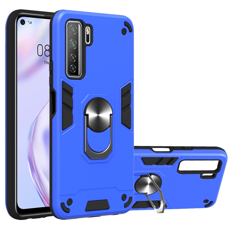 

For Huawei Nova 7 SE / P40 Lite 5G 2 in 1 Armour Series PC + TPU Protective Case with Ring Holder(Dark Blue)