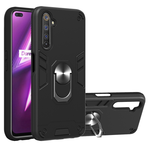 

For OPPO Realme 6 Pro 2 in 1 Armour Series PC + TPU Protective Case with Ring Holder(Black)
