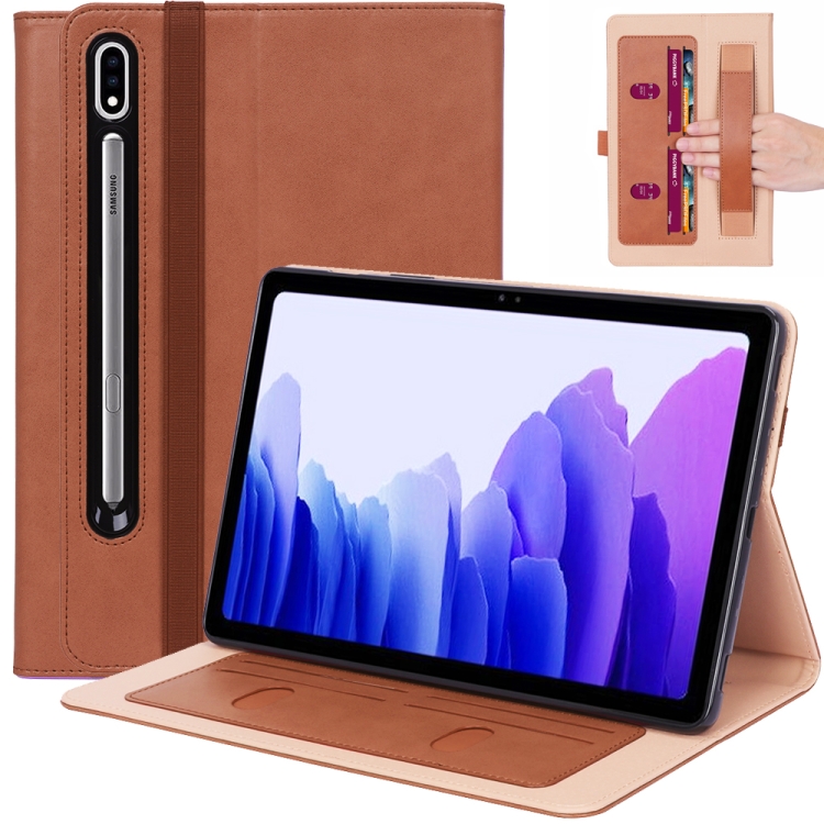 

For Samsung Galaxy Tab S7 T870 (2020) Retro Texture PU + TPU Horizontal Flip Leather Case with Holder & Card Slots & Hand Strap(Brown)