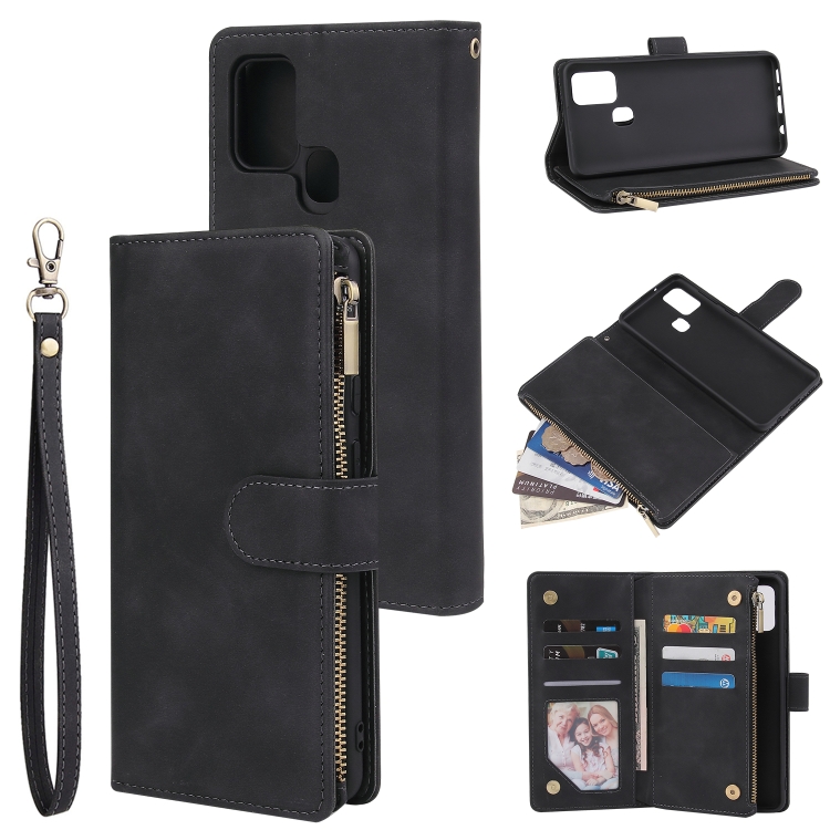

For Samsung Galaxy A21s Multifunctional Horizontal Flip Leather Case, with Card Slot & Holder & Zipper Wallet & Photo Frame(Black)