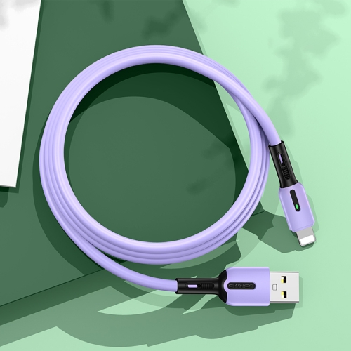 

USAMS US-SJ431 U51 8 Pin to USB Silicone Data Cable with Light, Cable Length: 1m(Purple)