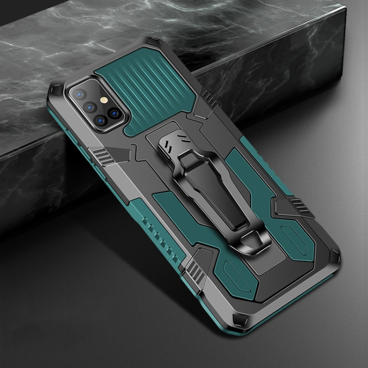 

For Samsung Galaxy A51 Machine Armor Warrior Shockproof PC + TPU Protective Case(Army Green)