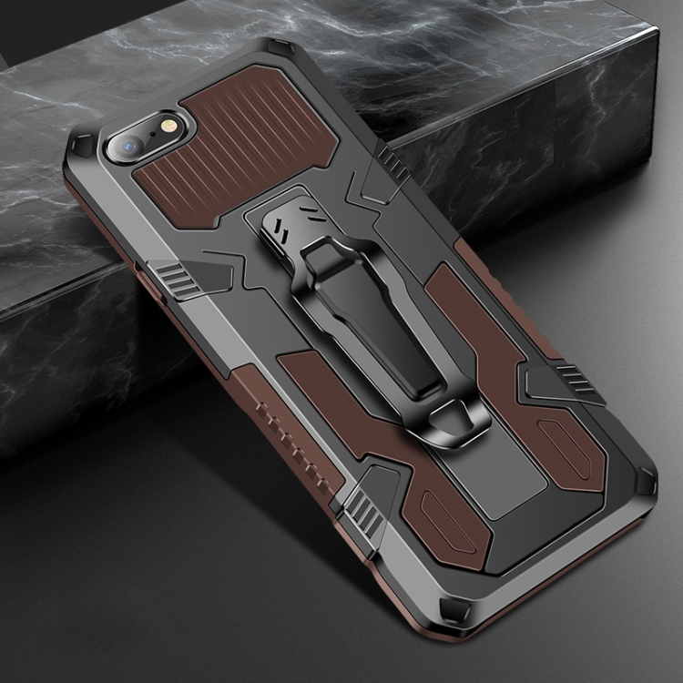 

For iPhone 8 & 7 Machine Armor Warrior Shockproof PC + TPU Protective Case(Coffee)