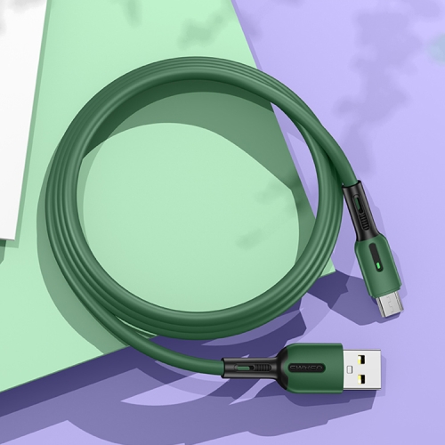 

USAMS US-SJ432 U51 Micro USB to USB Silicone Data Cable with Light, Cable Length: 1m(Dark Green)