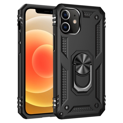 

For iPhone 12 5.4 inch Shockproof TPU + PC Protective Case with 360 Degree Rotating Holder(Black)