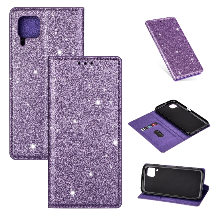 

For Huawei P40 Lite Ultrathin Glitter Magnetic Horizontal Flip Leather Case with Holder & Card Slots(Purple)