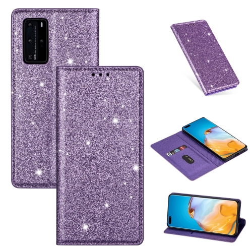 

For Huawei P40 Ultrathin Glitter Magnetic Horizontal Flip Leather Case with Holder & Card Slots(Purple)