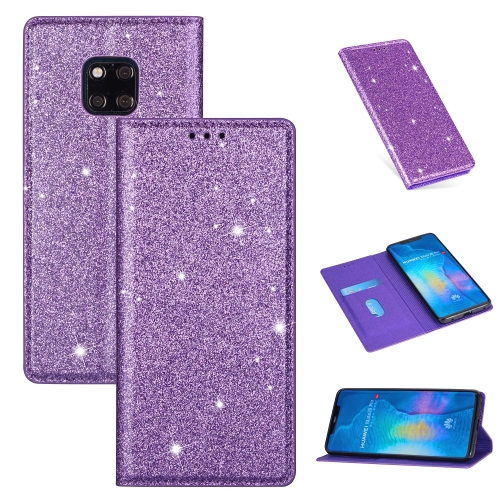 

For Huawei Mate 20 Pro Ultrathin Glitter Magnetic Horizontal Flip Leather Case with Holder & Card Slots(Purple)