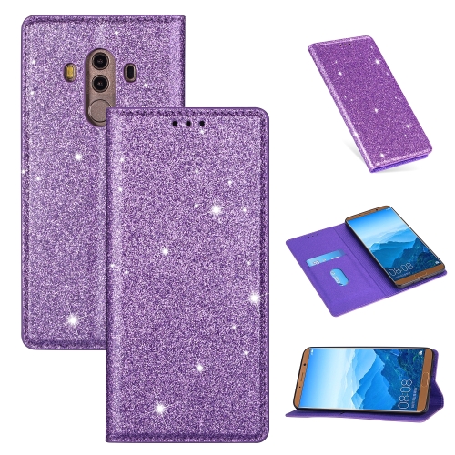 

For Huawei Mate 10 Pro Ultrathin Glitter Magnetic Horizontal Flip Leather Case with Holder & Card Slots(Purple)