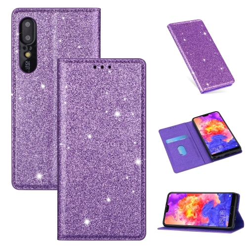 

For Huawei P20 Pro Ultrathin Glitter Magnetic Horizontal Flip Leather Case with Holder & Card Slots(Purple)