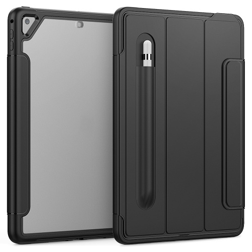 

For iPad Air 2 / Air / 9.7 (2018 & 2017) Acrylic + TPU Horizontal Flip Smart Leather Case with Three-folding Holder & Pen Slot & Wake-up / Sleep Function(Black)
